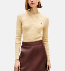 Pull droit maille câble en coton Tommy Hilfiger