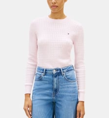 Pull droit maille câble en coton Tommy Hilfiger