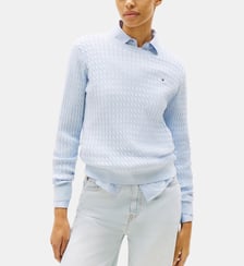 Pull droit maille câble en coton Tommy Hilfiger
