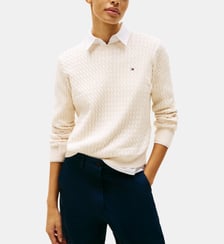 Pull droit maille câble en coton Tommy Hilfiger