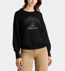 Pull logo strass manches ballon Guess