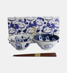 Coffret de 2 bols Tayo et 2 paires de baguettes - Chat Tokyo Design Studio
