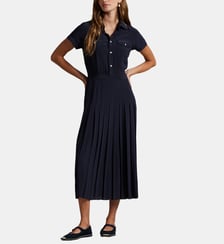 Robe plissée mi-longue en soie Polo Ralph Lauren