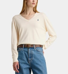 Pull pony col V en coton Polo Ralph Lauren