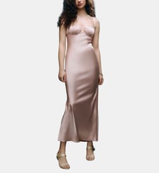 Robe tulipe mi-longue en satin Anna October