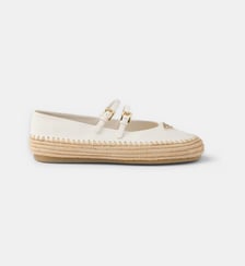 Ballerines plateforme en cuir nappa et raphia Prada