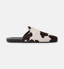 Mules plates en cuir imprimé Prada