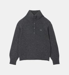 Pull droit col montant en laine signature Lacoste