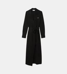 Robe longue ajustée cache-cœur en coton mélangé signature Lacoste