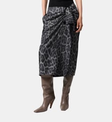 Jupe midi portefeuille imprimé léopard en soie Stella McCartney