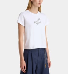 T-shirt droit Shrunken coton logo strass Alexander Wang
