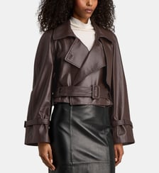Blouson court Hatti en cuir Nour Hammour