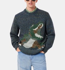 Pull droit en maille moulinée avec imprimé Lacoste