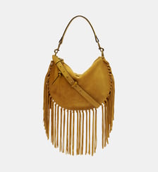 Sac à main Oskan Soft Zip à franges en cuir velours Isabel Marant
