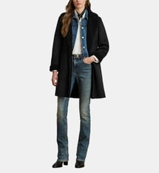 Manteau droit mi-long effet peau lainée Lauren Ralph Lauren