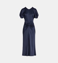 Robe Delphinium fluide longue satinée Victoria Beckham