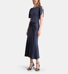 Robe Delphinium fluide longue satinée Victoria Beckham