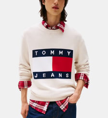 Pull droit drapeau signature Tommy Hilfiger