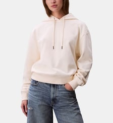 Sweat à capuche droit en coton mélangé imprimé signature Calvin Klein