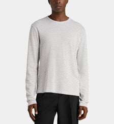 T-shirt rayé droit en coton et lin Officine Générale