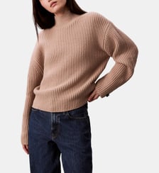 Pull ample en maille col montant signature en laine mélangée Calvin Klein