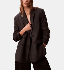Blazer droit motif pied de poule en laine mélangée Calvin Klein