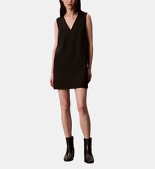 Robe courte Scuba col V sans manches Calvin Klein