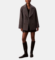 Manteau droit en laine mélangée fermeture boutonnée Calvin Klein
