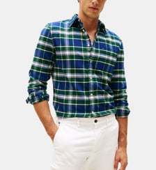 Chemise droit à carreaux en coton signature Tommy Hilfiger
