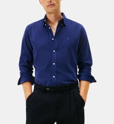 Chemise droite à motif en coton signature Tommy Hilfiger