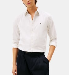 Chemise droite à motif en coton signature Tommy Hilfiger