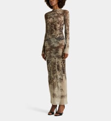 Robe ajustée longue en mesh à motifs Jean Paul Gaultier