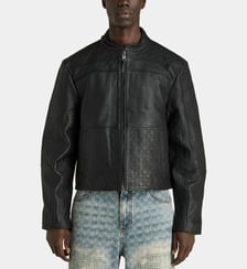 Veste courte en cuir finition lisse et texturée Daily Paper