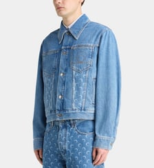 Veste classique Moon Blue droite courte en coton finition jean Marine Serre