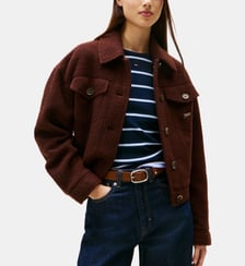 Veste droite en laine mélangée poches plaquées signature Tommy Hilfiger