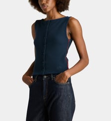 Top slim sans manches Betsie en coton Damson Madder