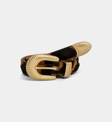 Ceinture western cuir poil ras façon léopard Maison Boinet