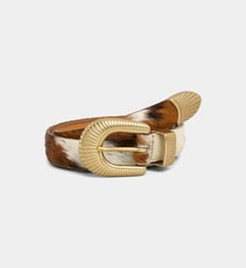 Ceinture western cuir poils ras façon vache Maison Boinet