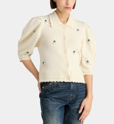Cardigan Bubble fleuri cintrée à manches bouffantes Stine Goya