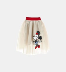 Jupe plissée en tulle imprimé Minnie Monnalisa