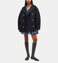 Manteau ample court en laine mélangée Ganni