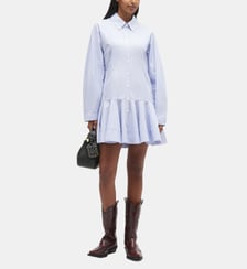 Robe chemise courte évasée à rayures Ganni