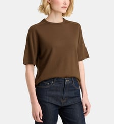 Pull Elsa crop à manches courtes en laine Galeries Lafayette