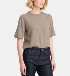Pull Elsa crop à manches courtes en laine Galeries Lafayette