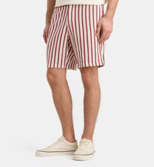 Bermuda droit Short rayé coton tissé Galeries Lafayette