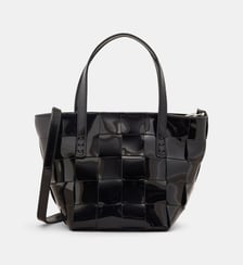 Petit Sac à main Japan Mini tressé en cuir de vachette verni Dragon Diffusion