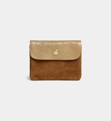 Porte-monnaie Twin en cuir de vachette suédé Les Cléias