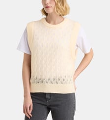 Pull Dauphine Pointelle sans manches Galeries Lafayette