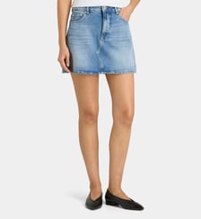 Jupe droite courte en coton denim Holzweiler