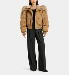 Bomber court grand col effet fourrure System